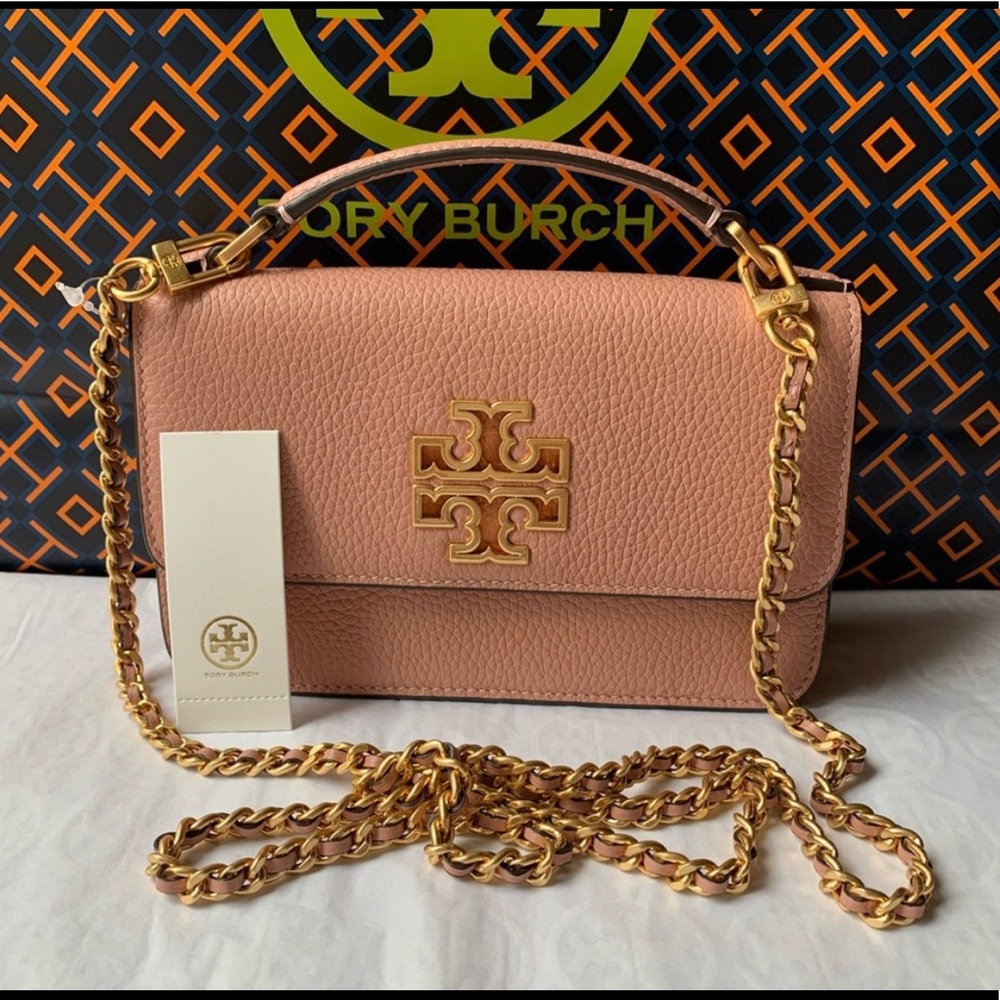 NWT TORY BURCH BRITTEN MINI TOP HANDLE BAG PINK MOON
